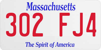 MA license plate 302FJ4