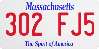 MA license plate 302FJ5