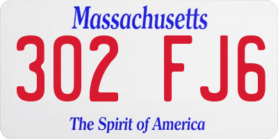 MA license plate 302FJ6