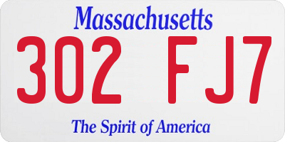 MA license plate 302FJ7