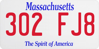 MA license plate 302FJ8