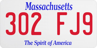 MA license plate 302FJ9