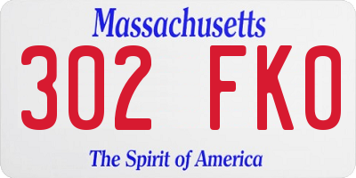 MA license plate 302FK0