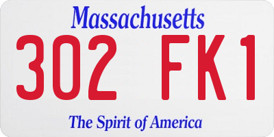MA license plate 302FK1