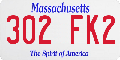 MA license plate 302FK2