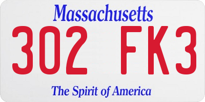 MA license plate 302FK3