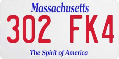 MA license plate 302FK4