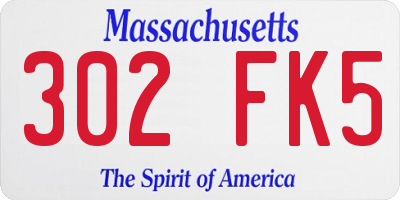 MA license plate 302FK5