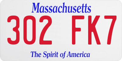 MA license plate 302FK7