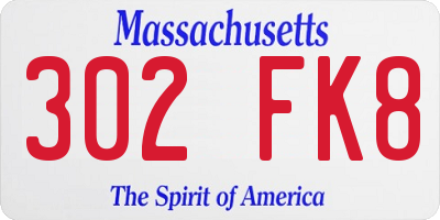 MA license plate 302FK8