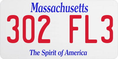 MA license plate 302FL3