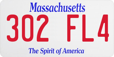 MA license plate 302FL4