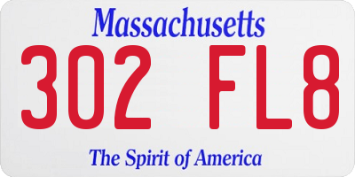 MA license plate 302FL8