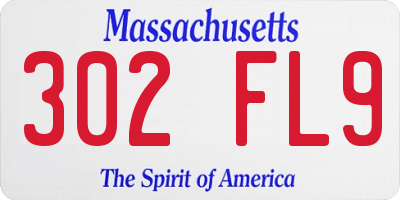 MA license plate 302FL9
