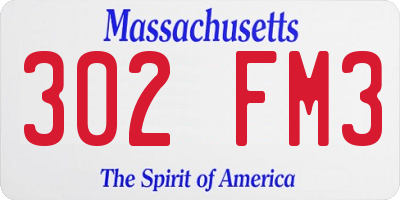 MA license plate 302FM3