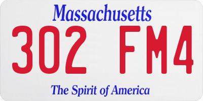 MA license plate 302FM4