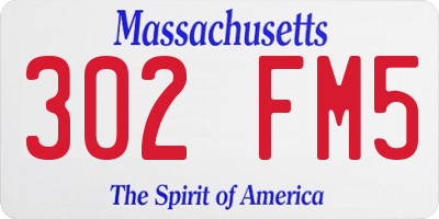 MA license plate 302FM5