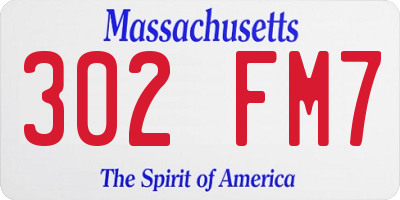 MA license plate 302FM7