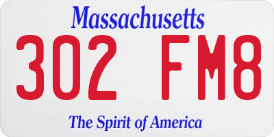MA license plate 302FM8