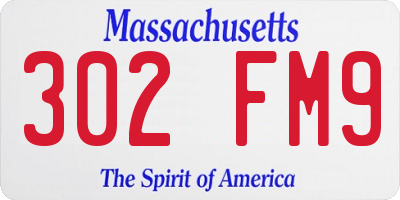 MA license plate 302FM9