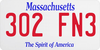 MA license plate 302FN3