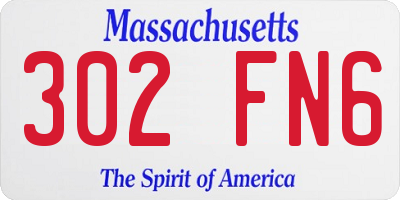 MA license plate 302FN6