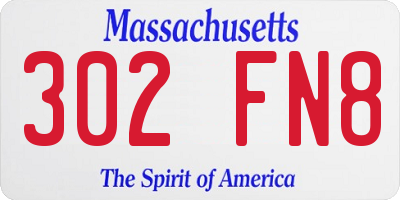 MA license plate 302FN8