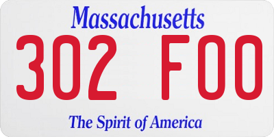 MA license plate 302FO0