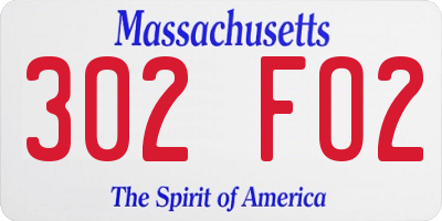 MA license plate 302FO2