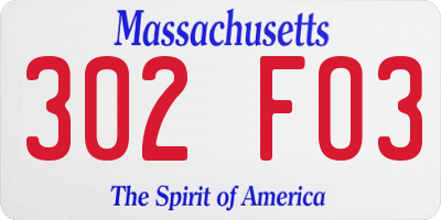 MA license plate 302FO3