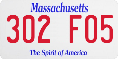 MA license plate 302FO5