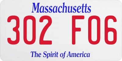MA license plate 302FO6