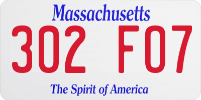 MA license plate 302FO7