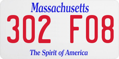 MA license plate 302FO8