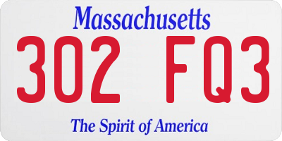 MA license plate 302FQ3