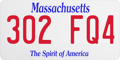 MA license plate 302FQ4