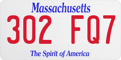 MA license plate 302FQ7