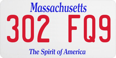 MA license plate 302FQ9