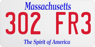 MA license plate 302FR3