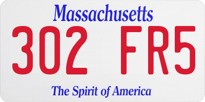 MA license plate 302FR5