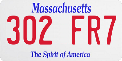 MA license plate 302FR7