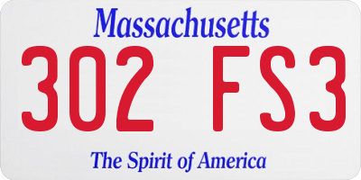 MA license plate 302FS3