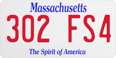 MA license plate 302FS4