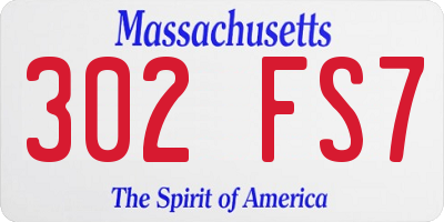 MA license plate 302FS7