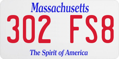 MA license plate 302FS8
