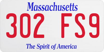 MA license plate 302FS9