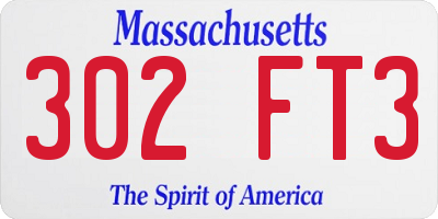 MA license plate 302FT3