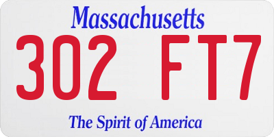 MA license plate 302FT7