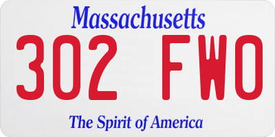 MA license plate 302FW0