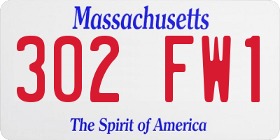 MA license plate 302FW1